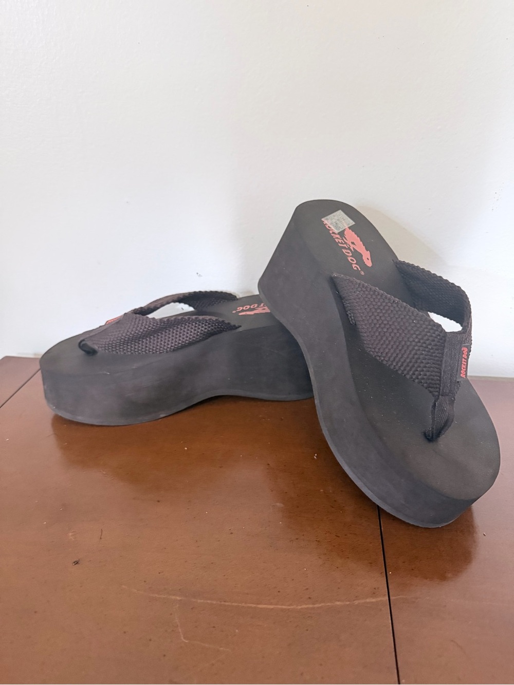 Y2K Rocket Dog Crush Platform Brown Wedge Flip-Flops Chunky 8.5 US Grunge Punk